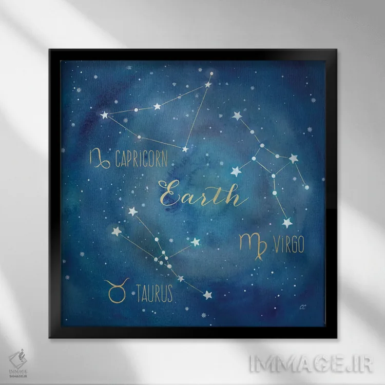 تابلو برج زمینی (صورت فلکی عنصر خاک) اثر سینتیا کولتر - نمای قابدار مشکی