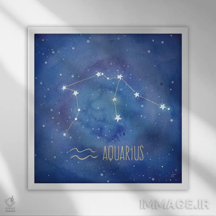 تابلو برج دلو (آکواریوس) اثر سینتیا کولتر - نمای قابدار سفید