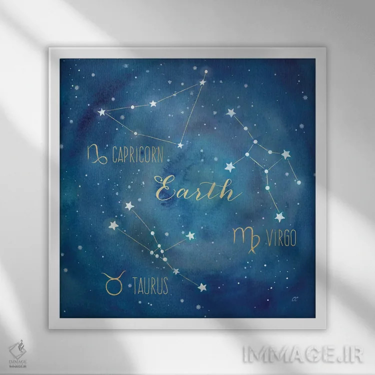 تابلو برج زمینی (صورت فلکی عنصر خاک) اثر سینتیا کولتر - نمای قابدار سفید
