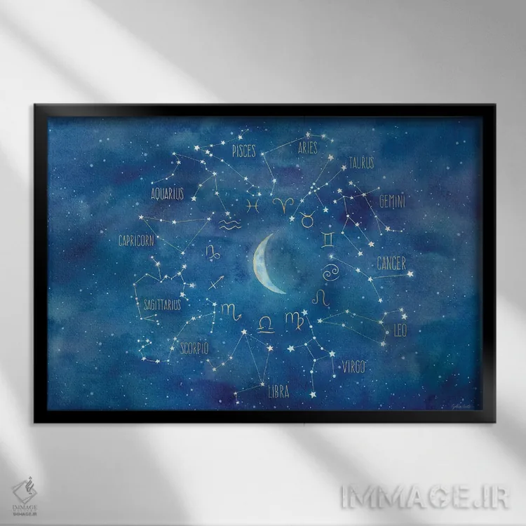 تابلو برج با منظره ماه اثر سینتیا کولتر - نمای قابدار مشکی