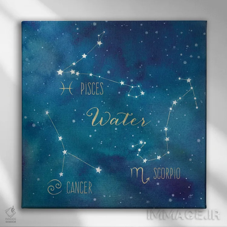 تابلو برج آبی (صورت فلکی عنصر آب) اثر سینتیا کولتر - نمای روبهرو روی دیوار