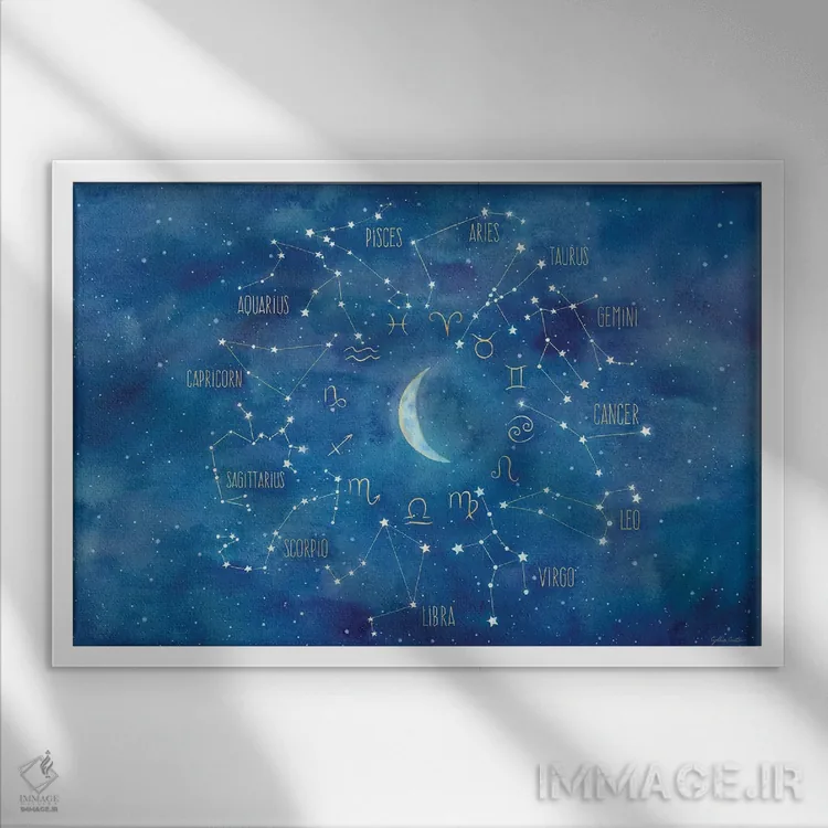 تابلو برج با منظره ماه اثر سینتیا کولتر - نمای قابدار سفید