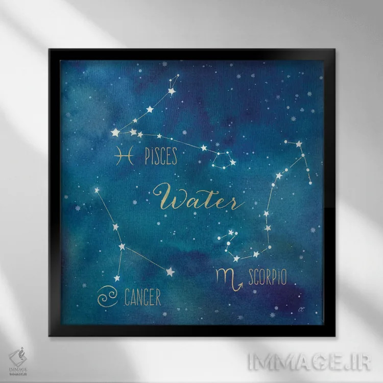 تابلو برج آبی (صورت فلکی عنصر آب) اثر سینتیا کولتر - نمای قابدار مشکی