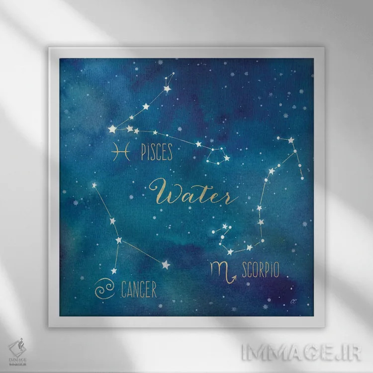 تابلو برج آبی (صورت فلکی عنصر آب) اثر سینتیا کولتر - نمای قابدار سفید