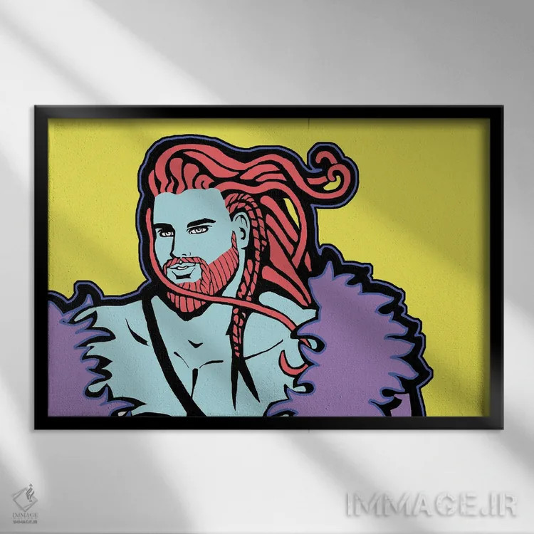 تابلو زرد وایکینگ اثر کوری پلاملی - نمای قابدار مشکی