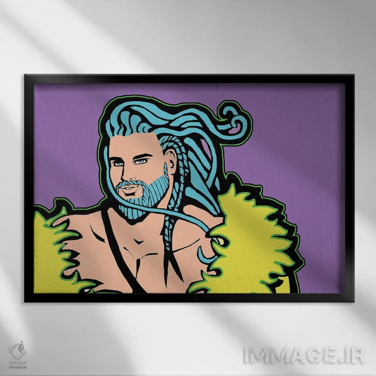 تابلو بنفش وایکینگ اثر کوری پلاملی - نمای قابدار مشکی