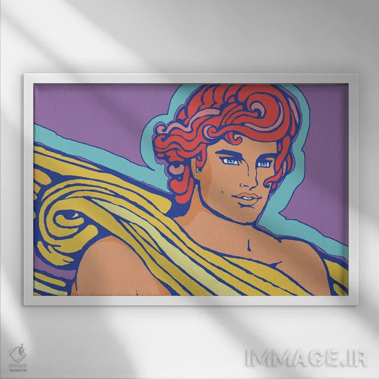 تابلو آپولو بنفش اثر کوری پلاملی - نمای قابدار سفید