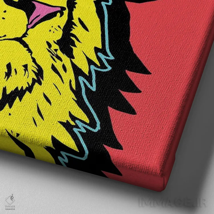 تابلو انرژی شیر زرد اثر کوری پلاملی - نمای نزدیک بافت بوم