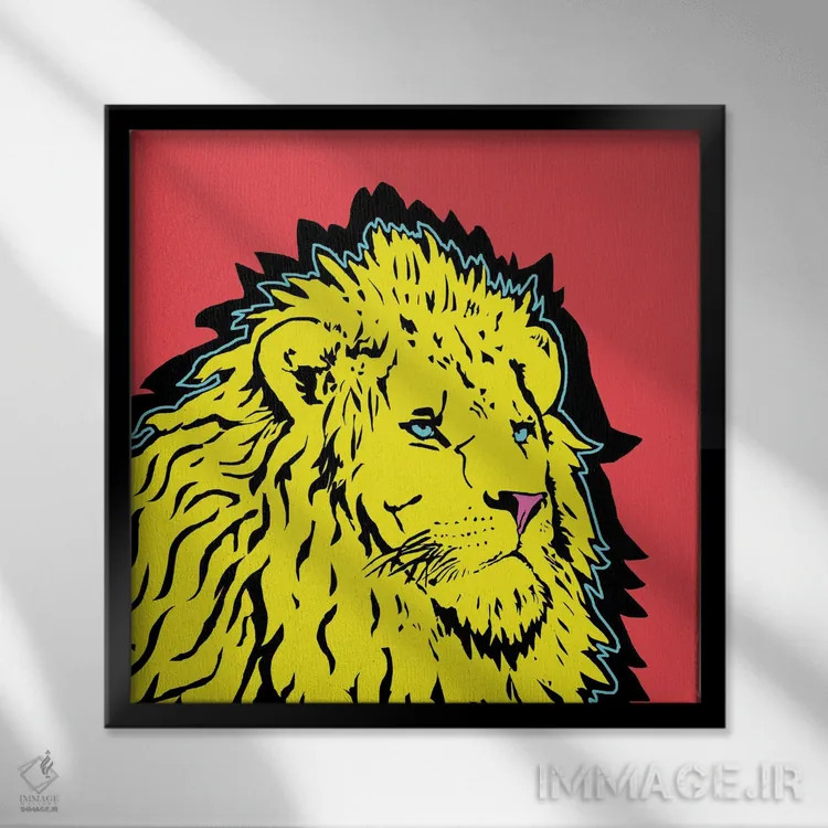 تابلو انرژی شیر زرد اثر کوری پلاملی - نمای قابدار مشکی