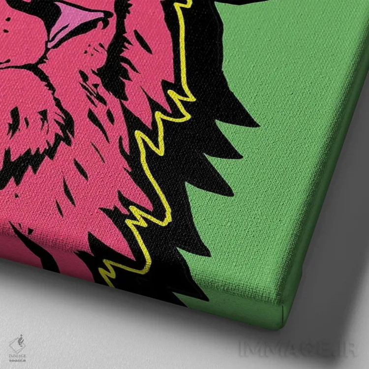 تابلو انرژی شیر قرمز اثر کوری پلاملی - نمای نزدیک بافت بوم