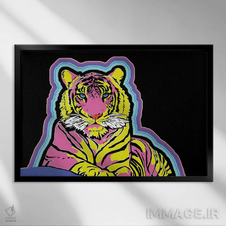 تابلو ببر کیهانی اثر کوری پلاملی - نمای قابدار مشکی