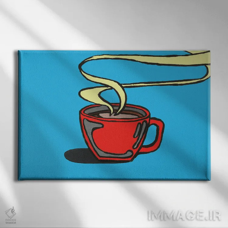 تابلو قهوه آبی اثر کوری پلاملی - نمای روبهرو روی دیوار