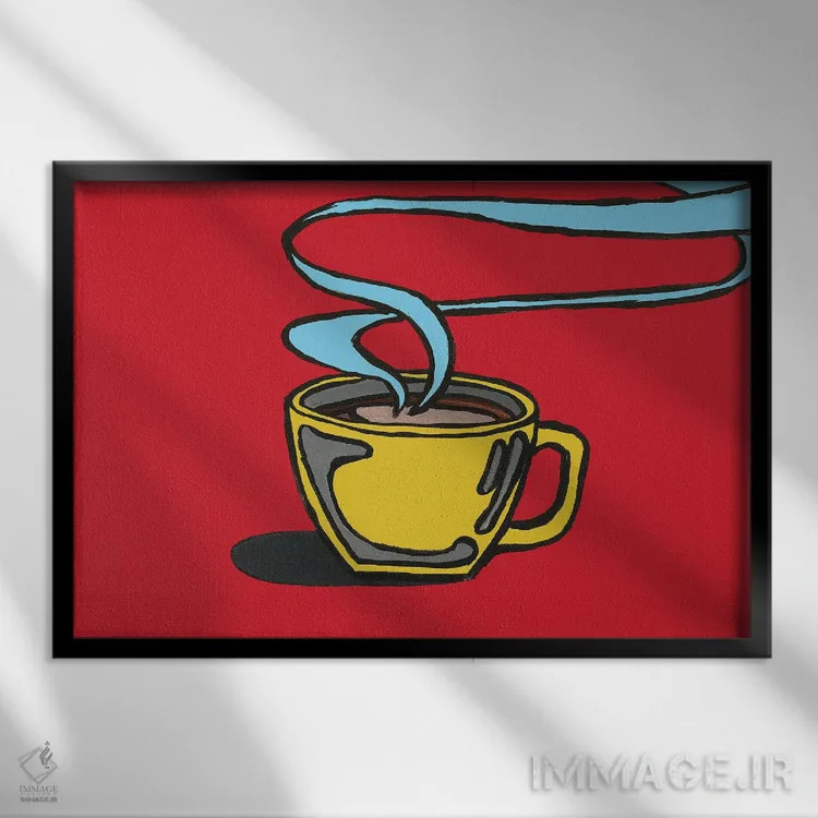 تابلو قهوه قرمز اثر کوری پلاملی - نمای قابدار مشکی