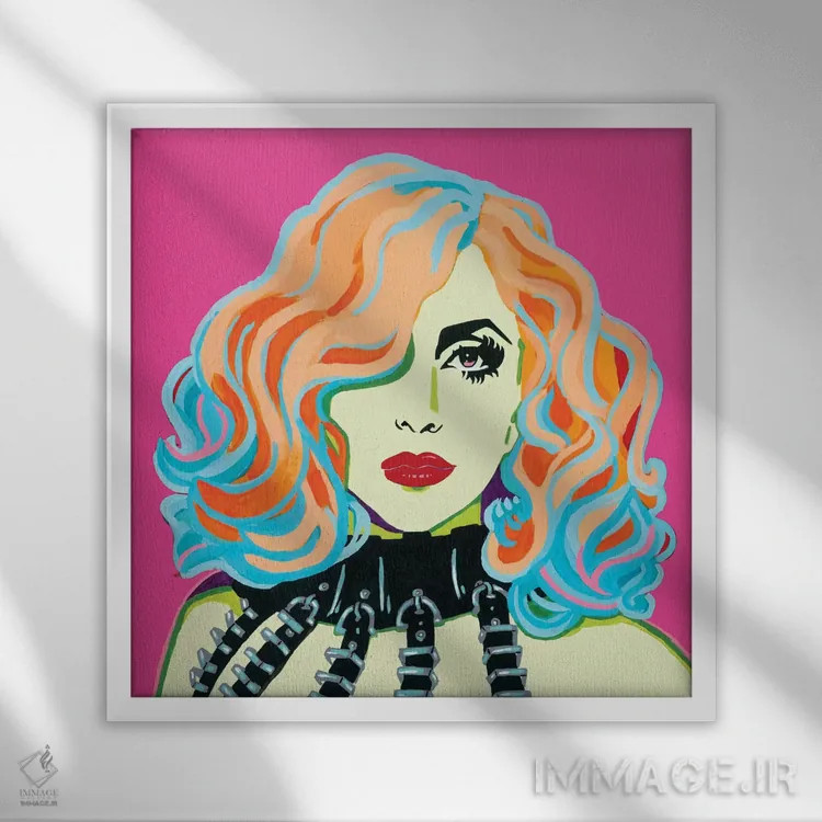 تابلو لیدی گاگا اثر کوری پلاملی - نمای قابدار سفید