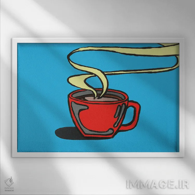 تابلو قهوه آبی اثر کوری پلاملی - نمای قابدار سفید