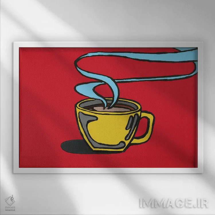 تابلو قهوه قرمز اثر کوری پلاملی - نمای قابدار سفید