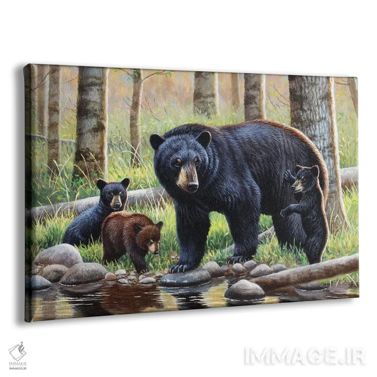 تابلو خرس سیاه با تولهها اثر سنتی فیشر - نمای پرسپکتیو محصول