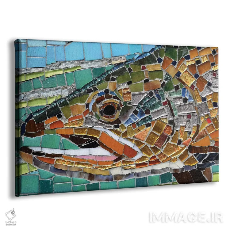 تابلو موزاییک شیشهای قزلآلای قهوهای اثر سنتی فیشر - نمای پرسپکتیو محصول