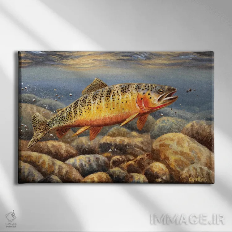 تابلو قزلآلای گلوبر ۲ اثر سنتی فیشر - نمای روبهرو روی دیوار