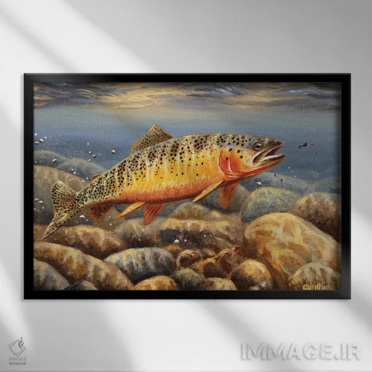 تابلو قزلآلای گلوبر ۲ اثر سنتی فیشر - نمای قابدار مشکی