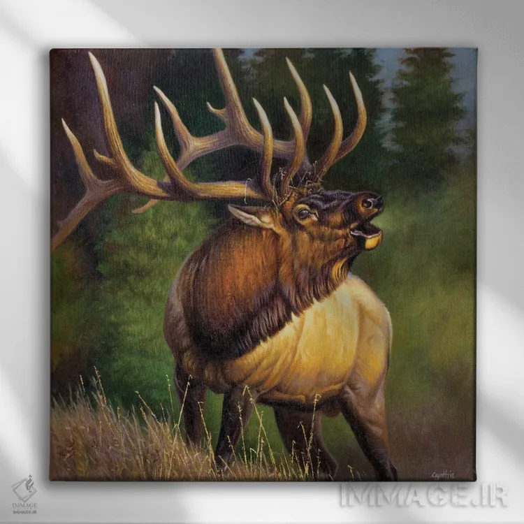 تابلو گوزن ماهیگیر اثر سنتی فیشر - نمای روبهرو روی دیوار