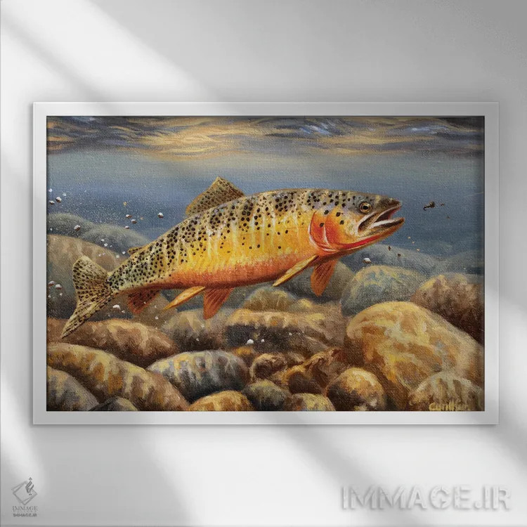 تابلو قزلآلای گلوبر ۲ اثر سنتی فیشر - نمای قابدار سفید