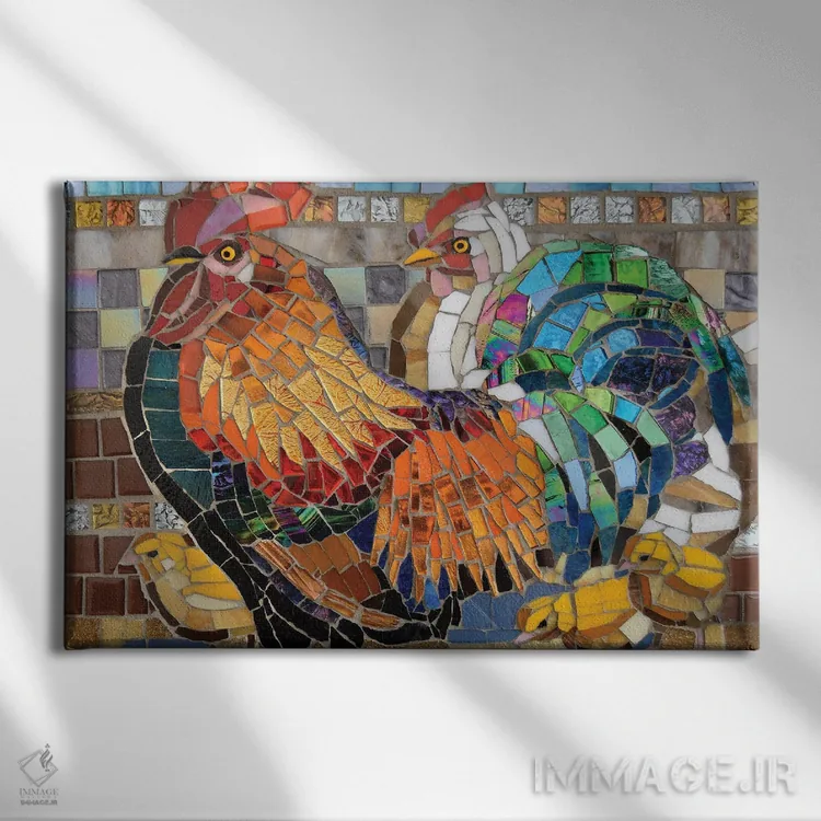 تابلو مرغهای شیشهای اثر سنتی فیشر - نمای روبهرو روی دیوار