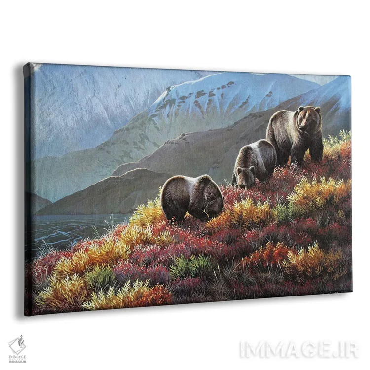 تابلو خرس گریزلی و برداشت پاییزی اثر سنتی فیشر - نمای پرسپکتیو محصول