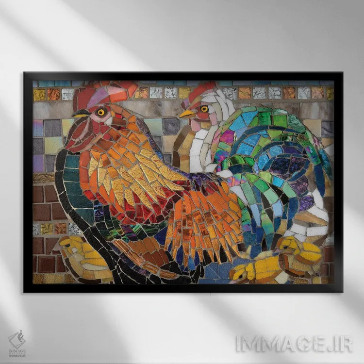 تابلو مرغهای شیشهای اثر سنتی فیشر - نمای قابدار مشکی