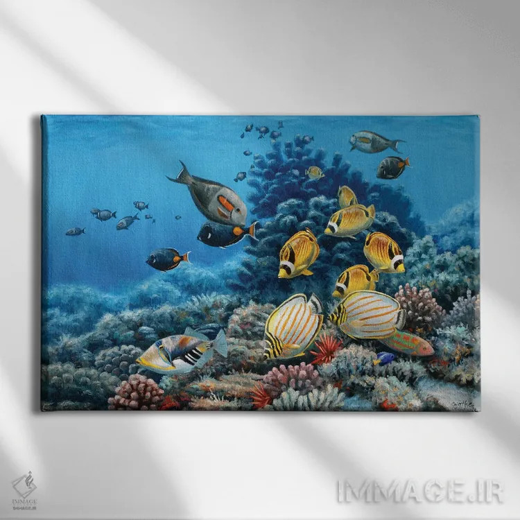 تابلو صخره مرجانی هاوایی اثر سنتی فیشر - نمای روبهرو روی دیوار