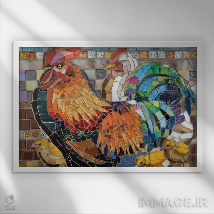 تابلو مرغهای شیشهای اثر سنتی فیشر - نمای قابدار سفید