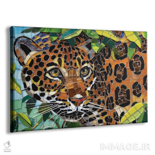 تابلو موزاییک شیشهای جگوار (پلنگ آمریکایی) اثر سنتی فیشر - نمای پرسپکتیو محصول