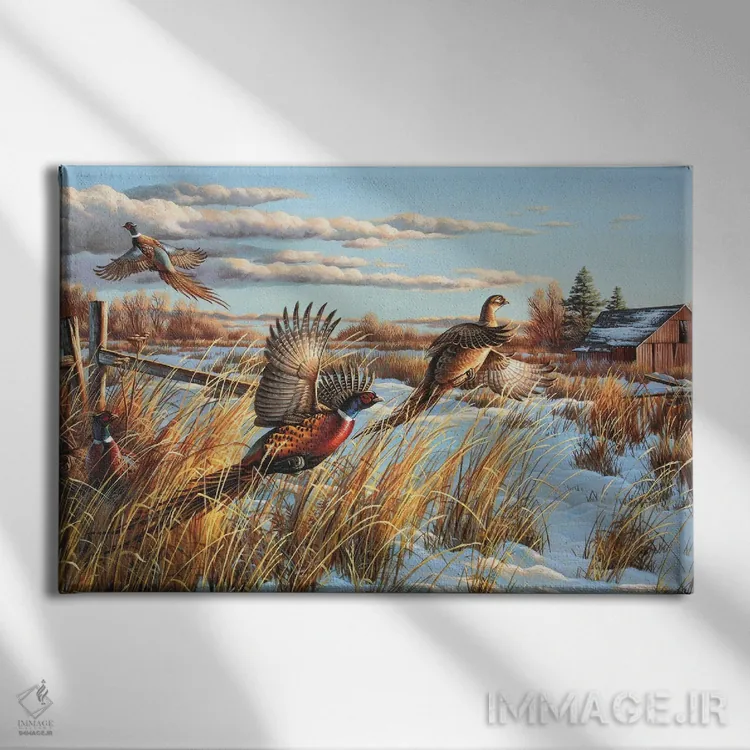 تابلو مزرعهٔ قرقاولها اثر سنتی فیشر - نمای روبهرو روی دیوار