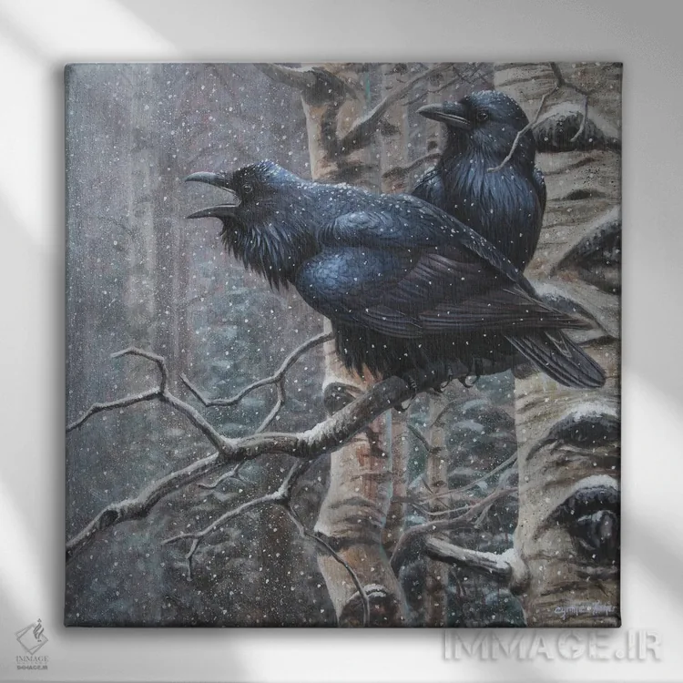 تابلو کلاغها اثر سنتی فیشر - نمای روبهرو روی دیوار