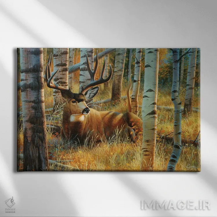 تابلو گوزن قاطر اثر سنتی فیشر - نمای روبهرو روی دیوار