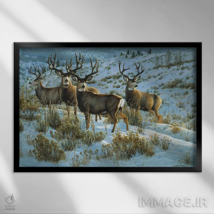 تابلو گوزن قاطر مخصوص اعضاء اثر سنتی فیشر - نمای قابدار مشکی