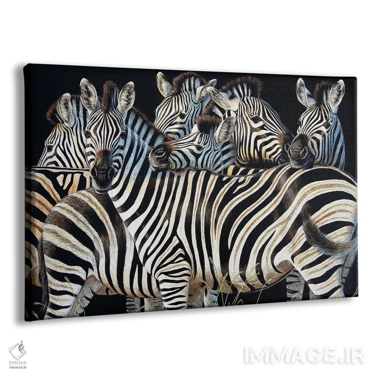 تابلو گردهمایی گورخرها اثر سنتی فیشر - نمای پرسپکتیو محصول