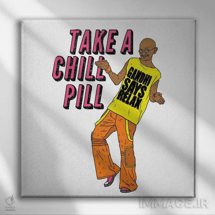 تابلو گاندی (رهبر هندی) اثر نیک کوکوزا - نمای روبهرو روی دیوار