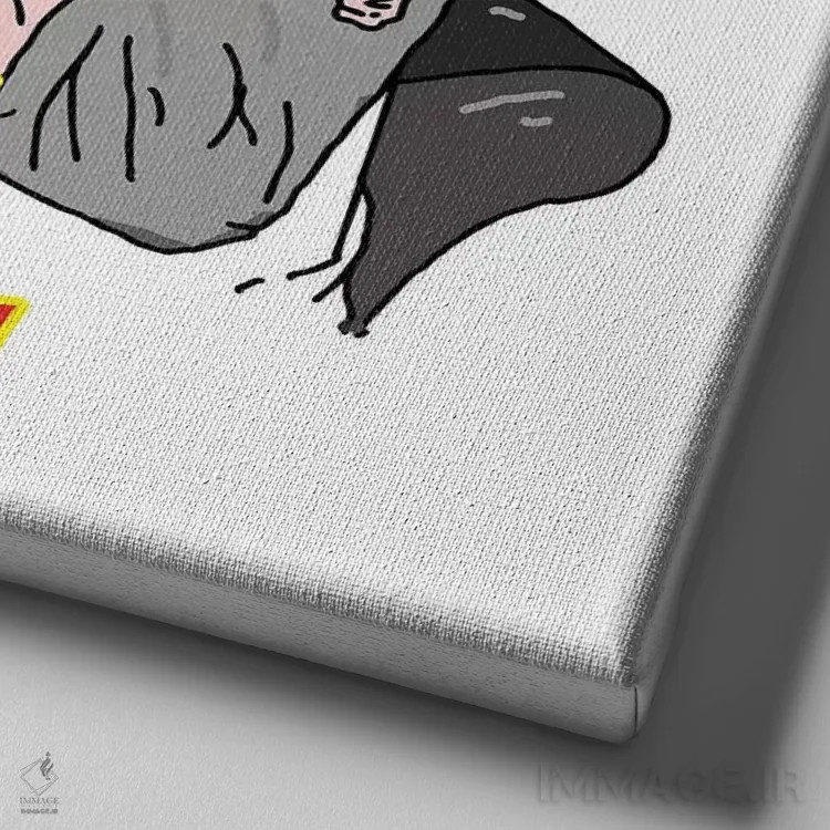 تابلو رییس میاو (گربهٔ شوخطبع) اثر نیک کوکوزا - نمای نزدیک بافت بوم