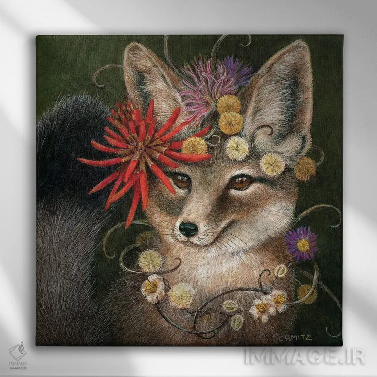 تابلو روباه کوچک در مرجان اثر کارولین اشمیتز - نمای روبهرو روی دیوار