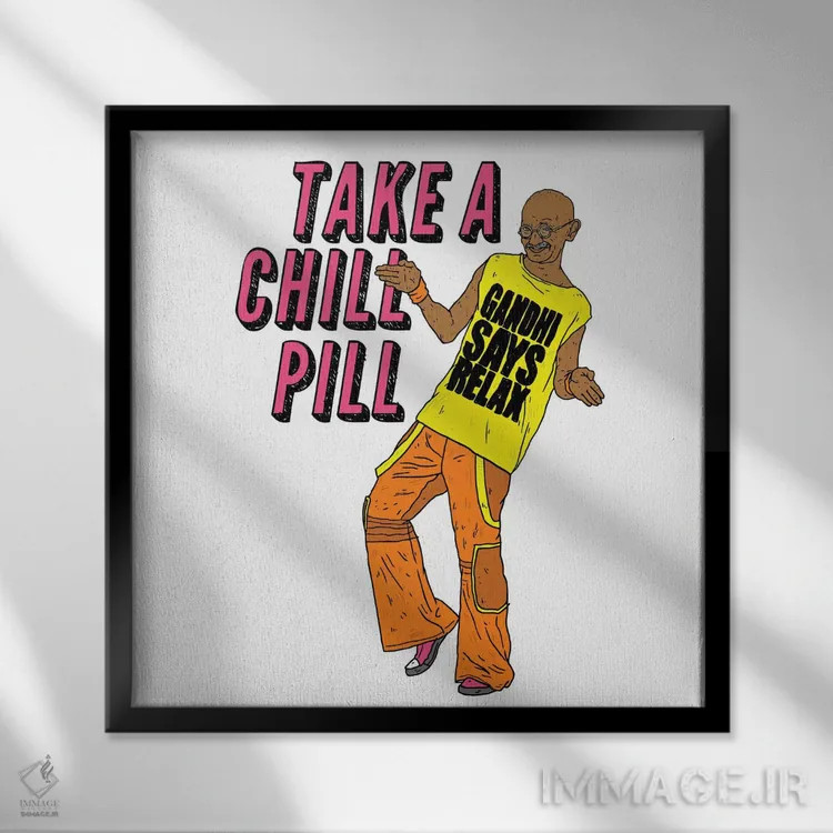 تابلو گاندی (رهبر هندی) اثر نیک کوکوزا - نمای قابدار مشکی