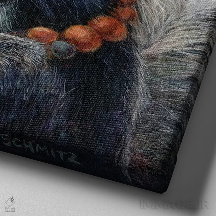 تابلو سازندهٔ کلاه اثر کارولین اشمیتز - نمای نزدیک بافت بوم