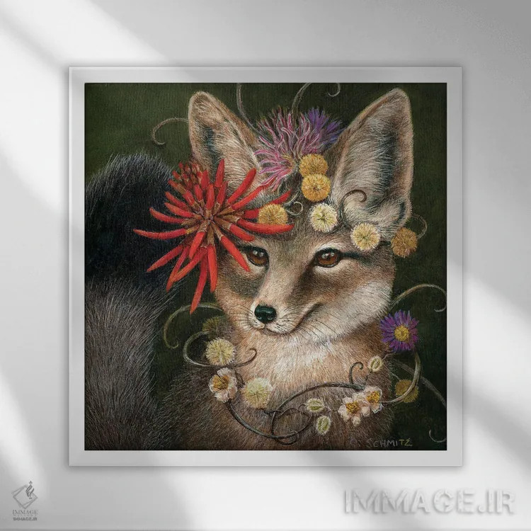 تابلو روباه کوچک در مرجان اثر کارولین اشمیتز - نمای قابدار سفید