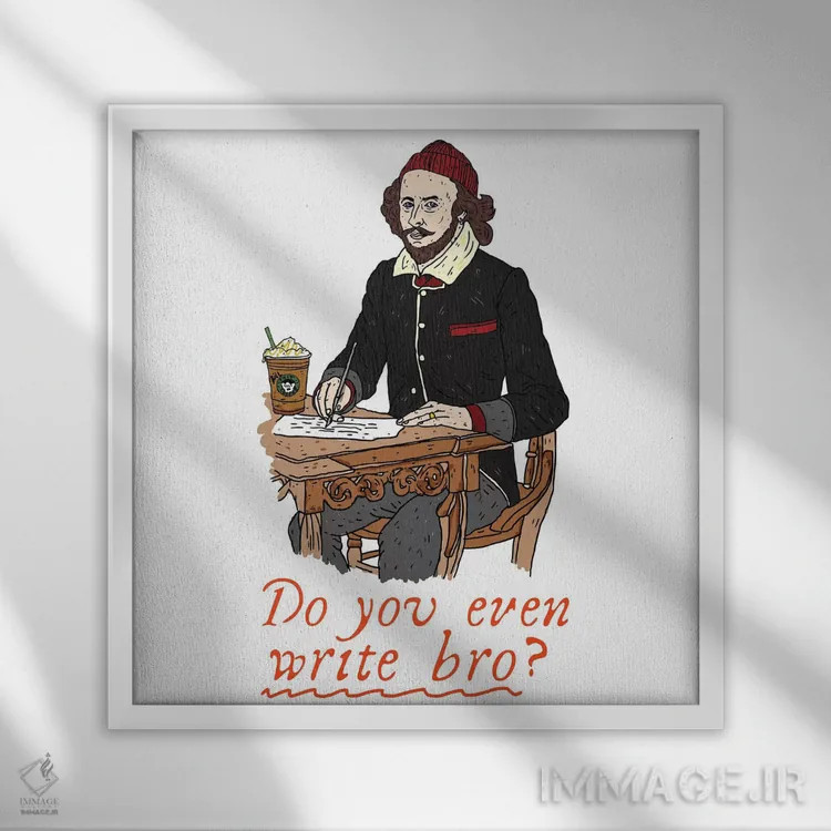 تابلو شکسپیر اثر نیک کوکوزا - نمای قابدار سفید