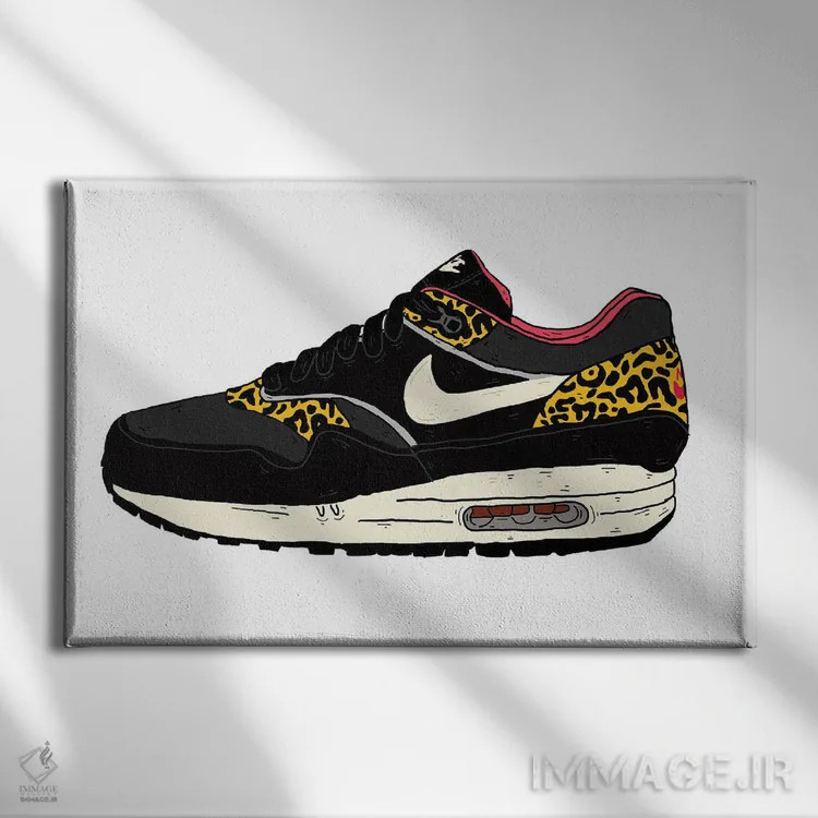تابلو ایر مکس لئوپارد (کتانی طرح پلنگی) اثر نیک کوکوزا - نمای روبهرو روی دیوار