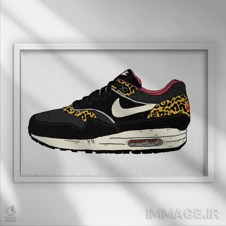 تابلو ایر مکس لئوپارد (کتانی طرح پلنگی) اثر نیک کوکوزا - نمای قابدار سفید
