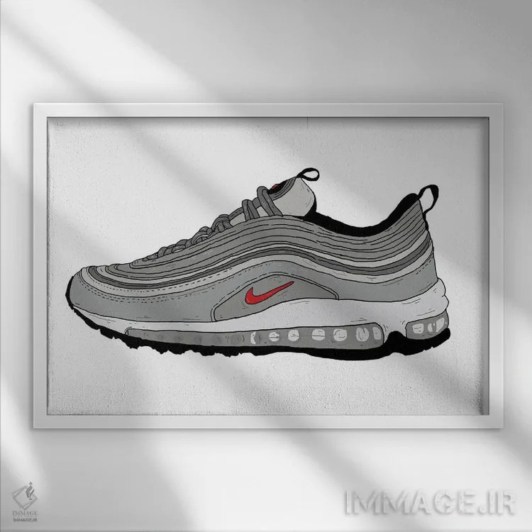 تابلو ایر مکس ۹۷ (مدل کتانی) اثر نیک کوکوزا - نمای قابدار سفید