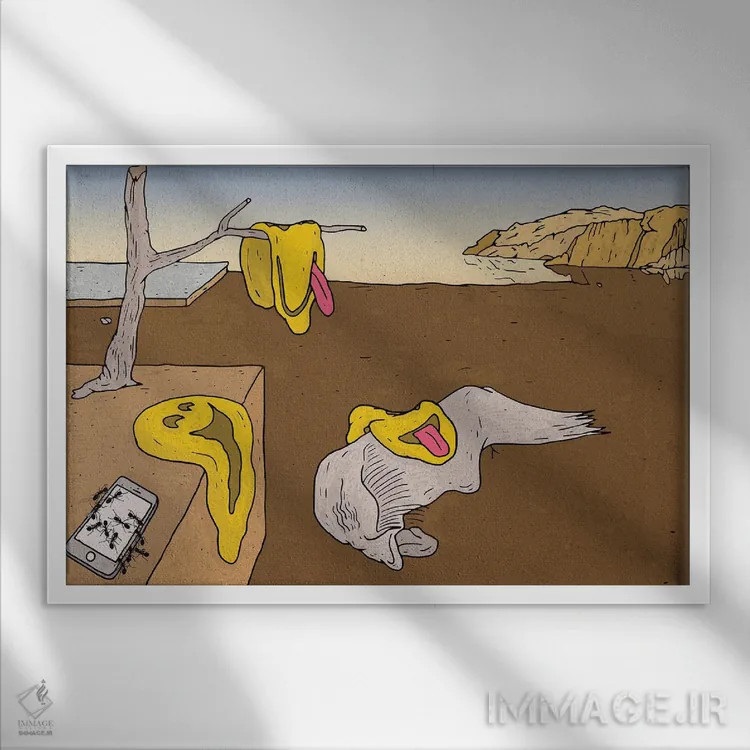 تابلو دالی (نقاش معروف) اثر نیک کوکوزا - نمای قابدار سفید