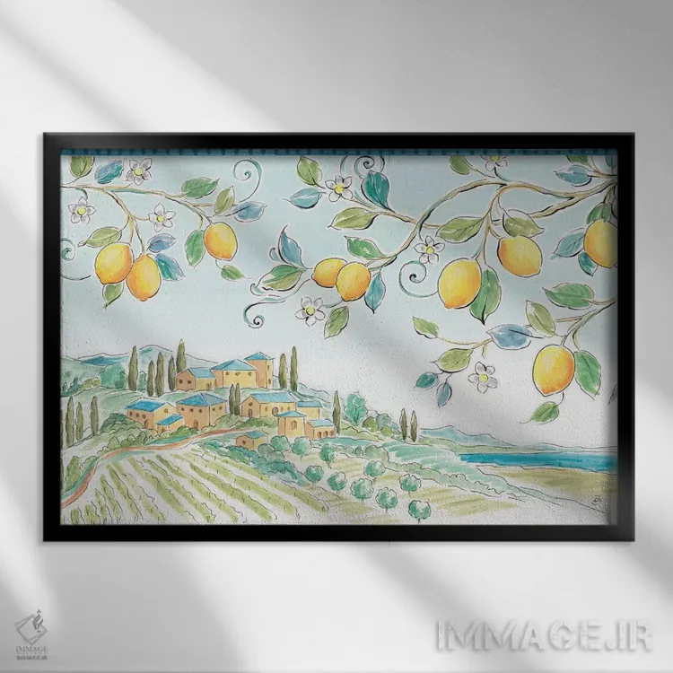 تابلو نسیم مدیترانهای ۱ اثر دافنه بریسونِه - نمای قابدار مشکی