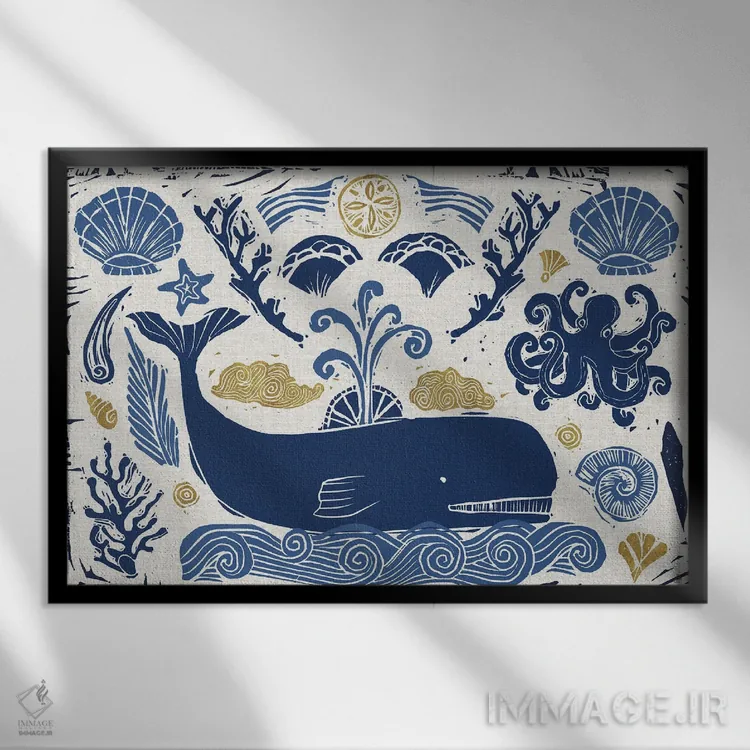 تابلو دریای ابتدایی ۱ اثر دافنه بریسونِه - نمای قابدار مشکی